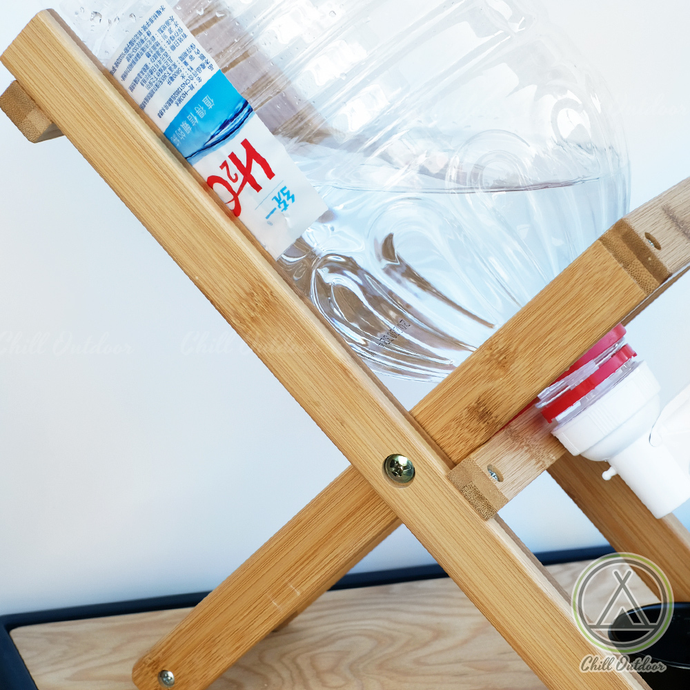 竹製水桶架+加蓋出水器－(贈收納袋)