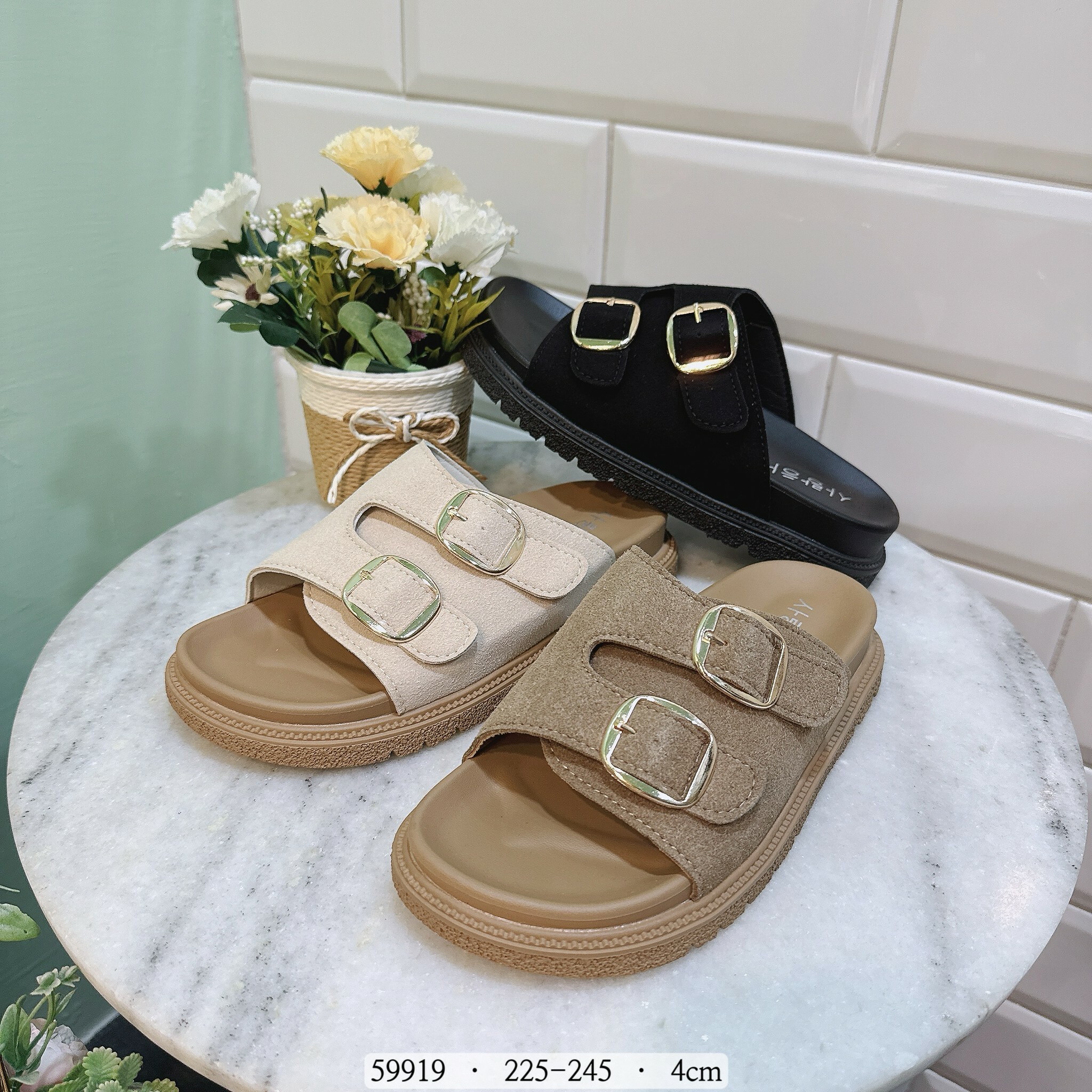 59919韓國霧感磨砂皮帶扣二條拖