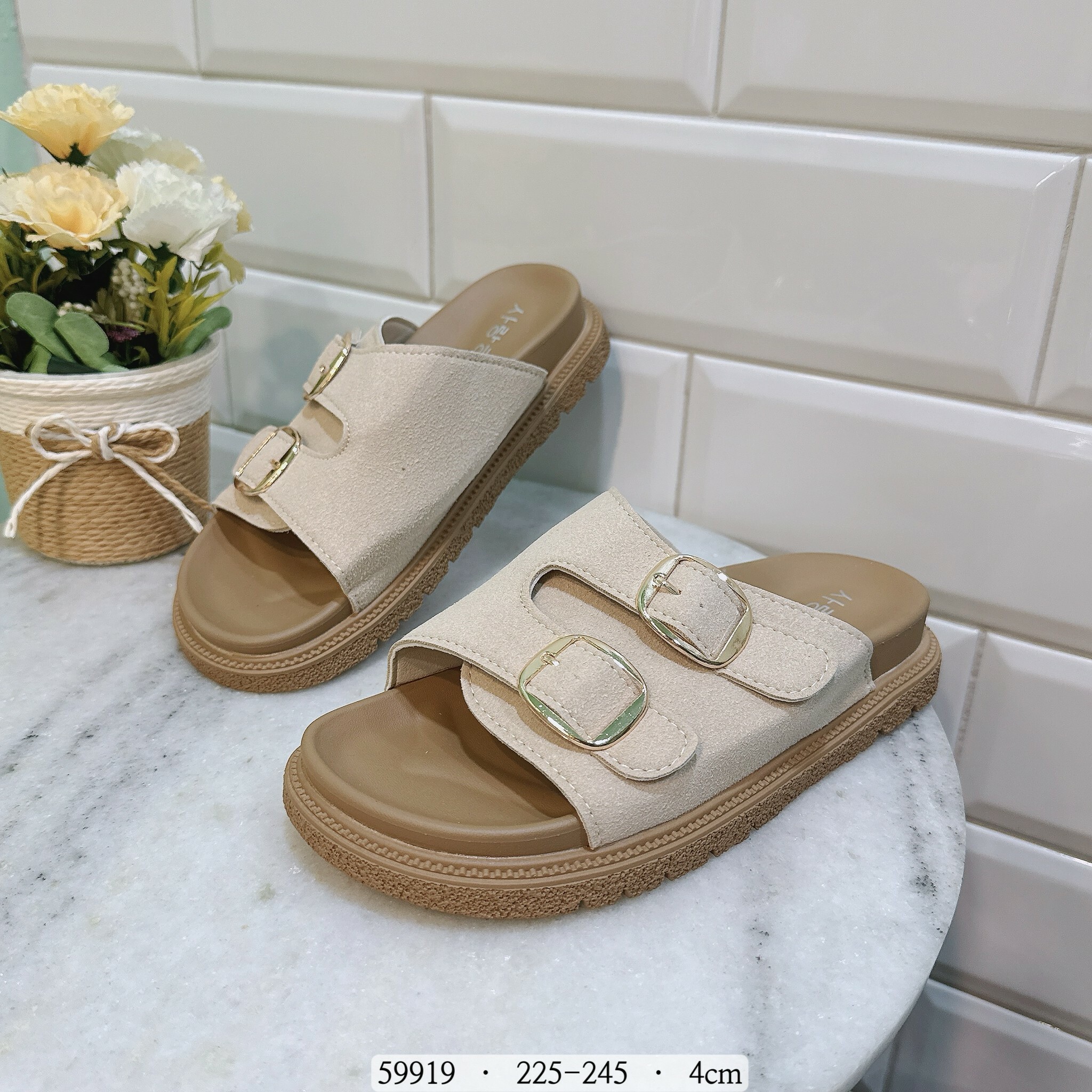 59919韓國霧感磨砂皮帶扣二條拖