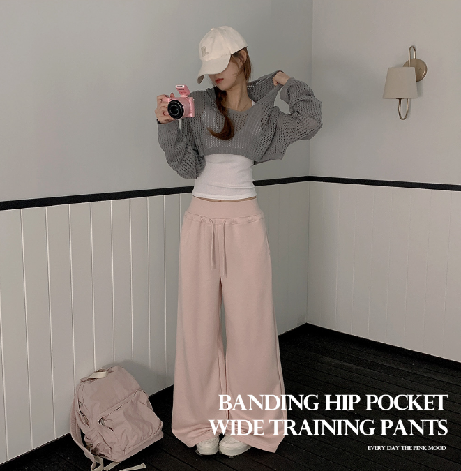 夏季預訂｜高腰後口袋訓練寬褲