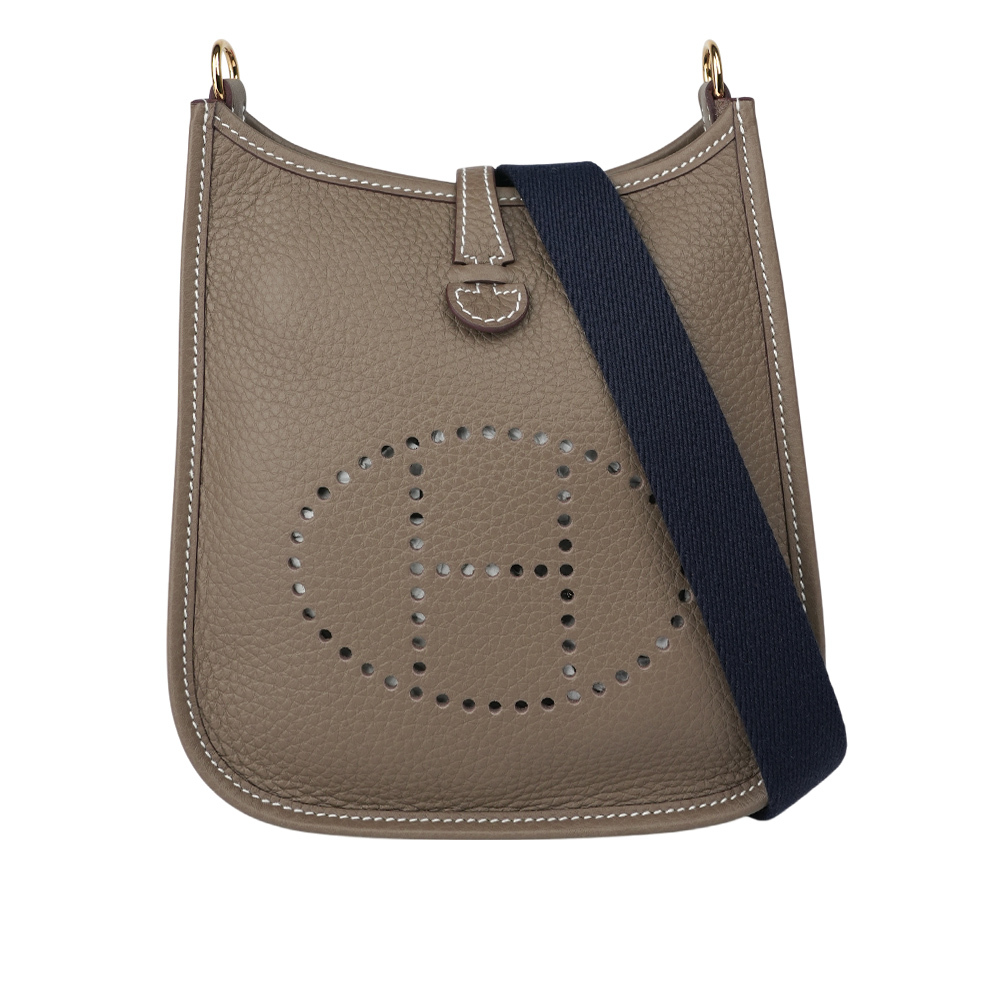 【Hermès】金釦 TC皮 MINI EVELYNE 16 斜背包