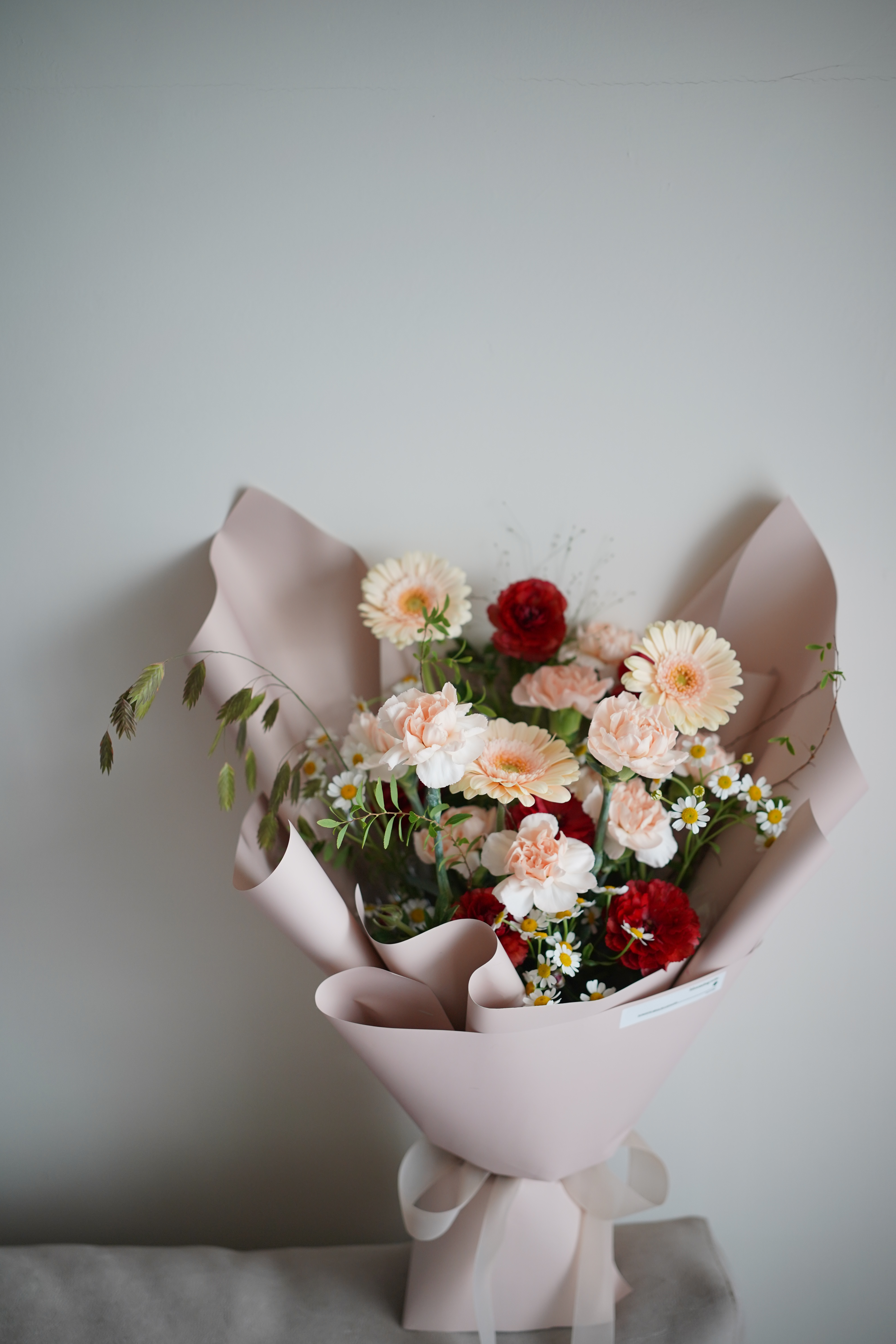 Blooming.sein 林粼花藝設計 花束 花禮 杏粉 復古紅色系