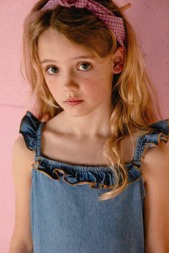 NIXNUT 荷葉肩帶丹寧洋裝 Sil Dress Jeans