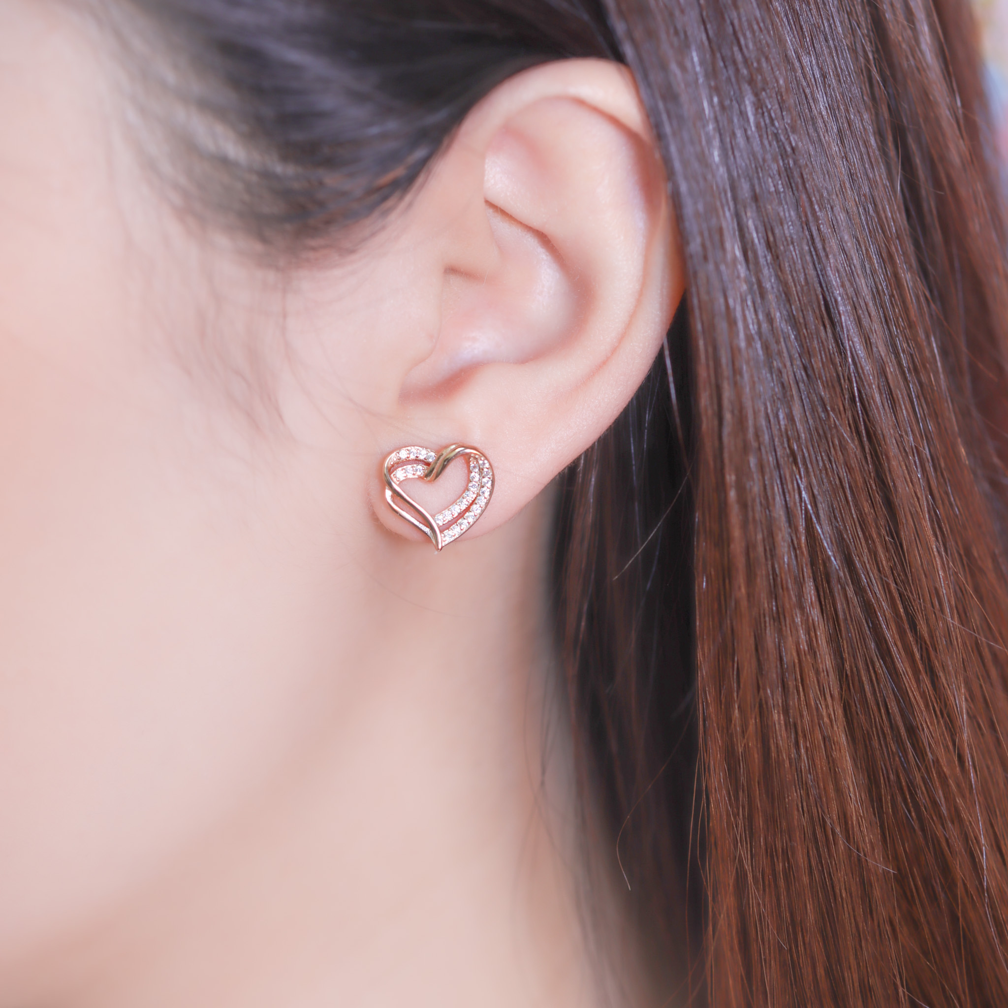 | 925純銀・白金・玫瑰金 | 愛意緊緊擁抱耳環 (銀/玫瑰金) | EA0965 |