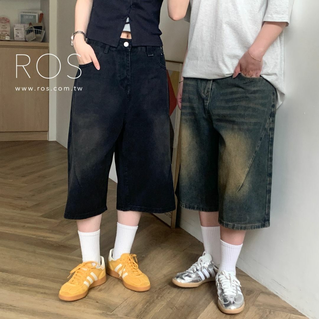 刷白牛仔七分褲(2colors)