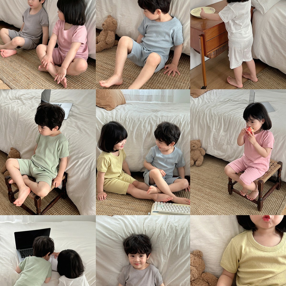 《1060》夏季新款透氣素色純棉居家套裝(80-160)
