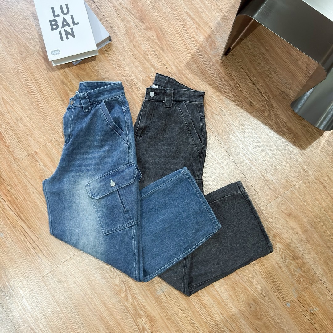 刷白貓抓口袋牛仔褲(2colors)