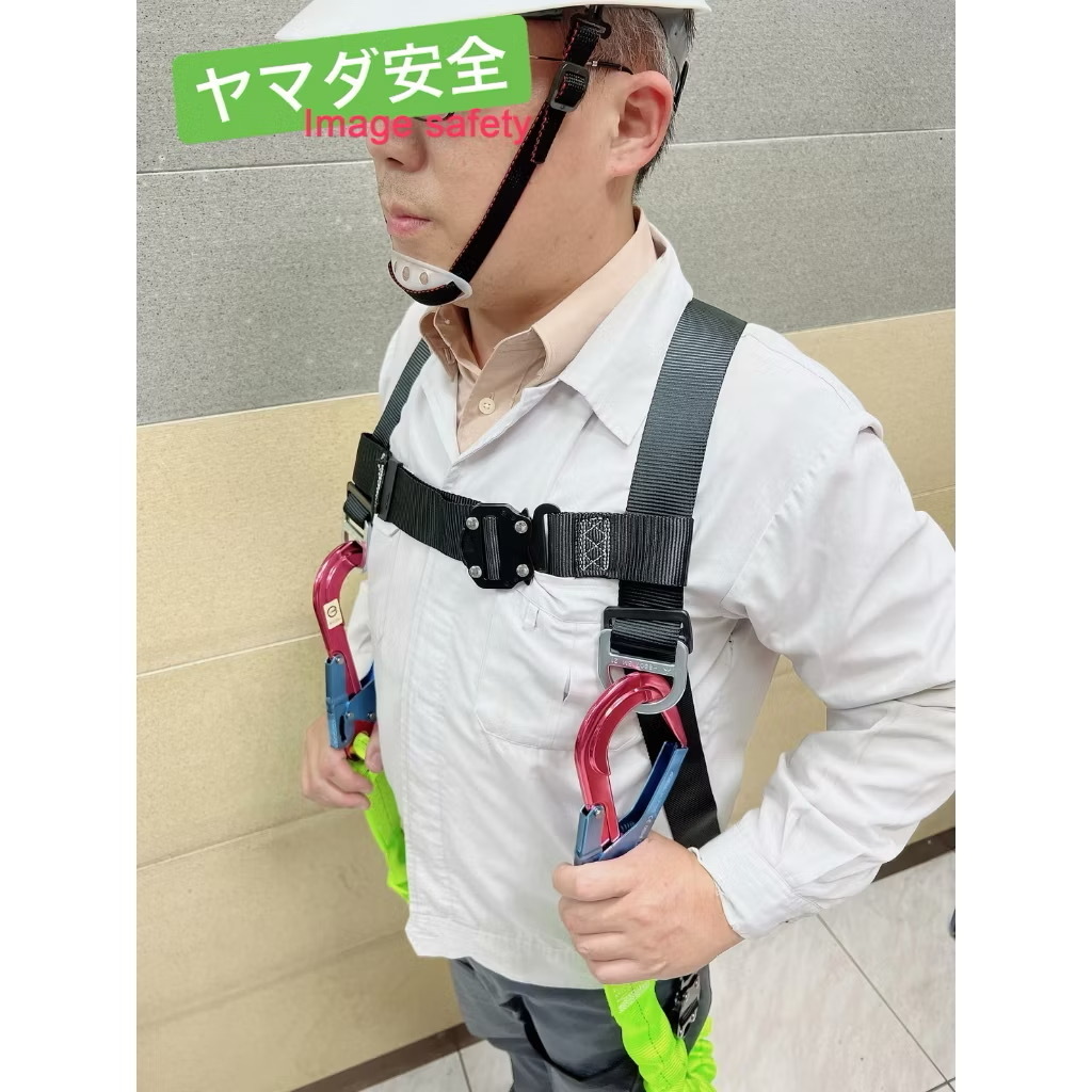 ADELA 雙大鉤超輕鋁合金快扣式背負式安全帶+鋁合金扣環 全身式降落傘安全帶