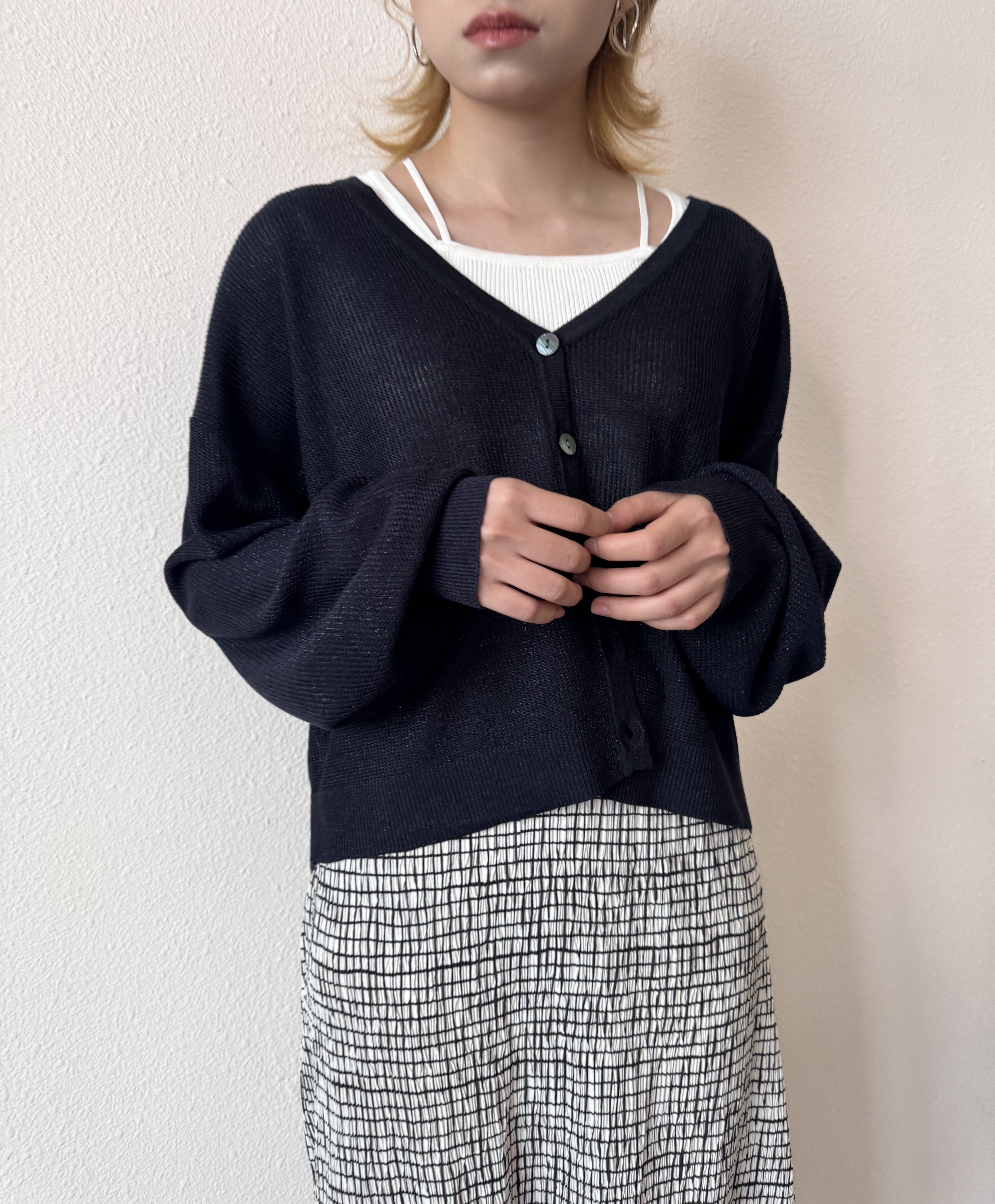 Loose clean 低調閃針織外套- JK51589