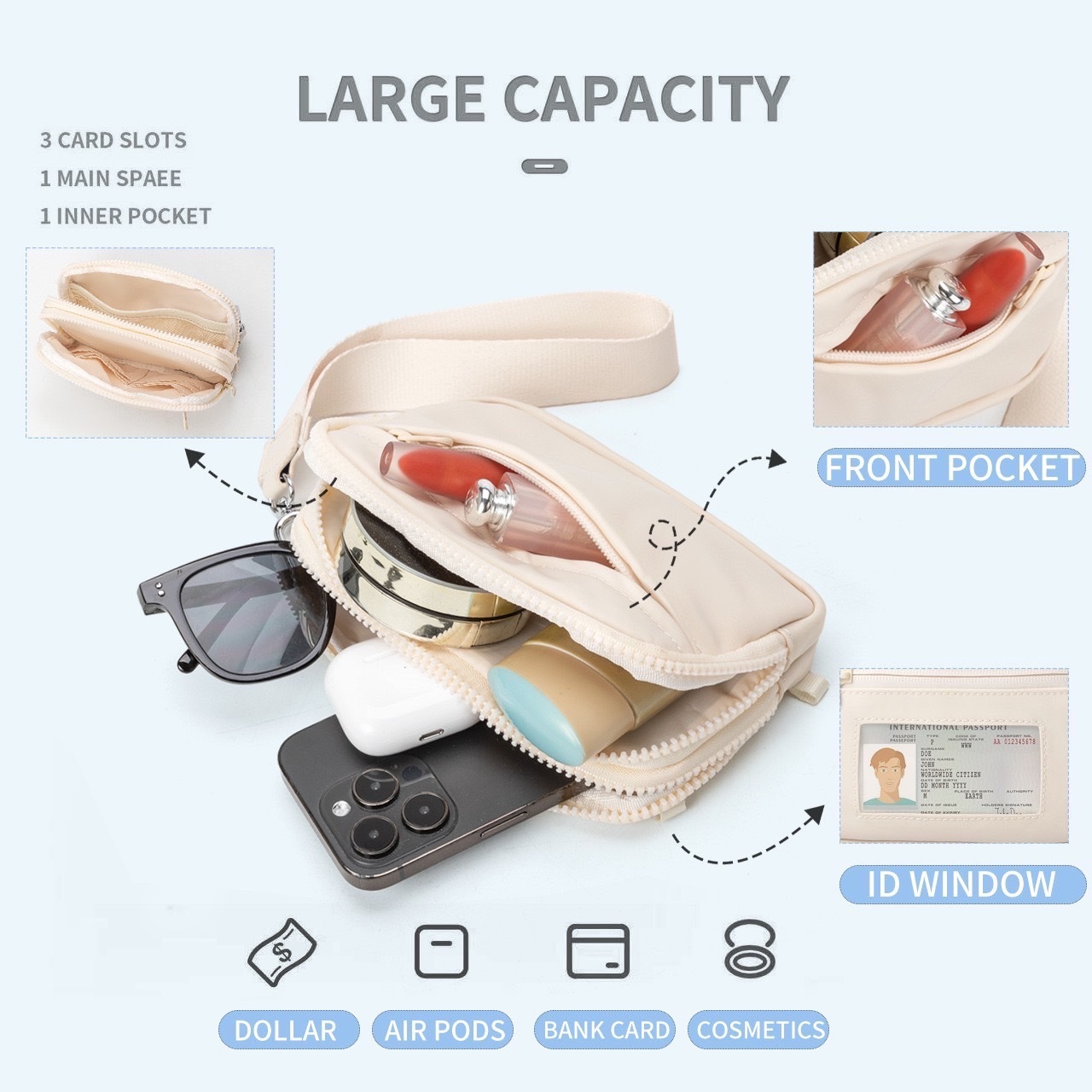 防潑水多功能小包 夾層細節介紹