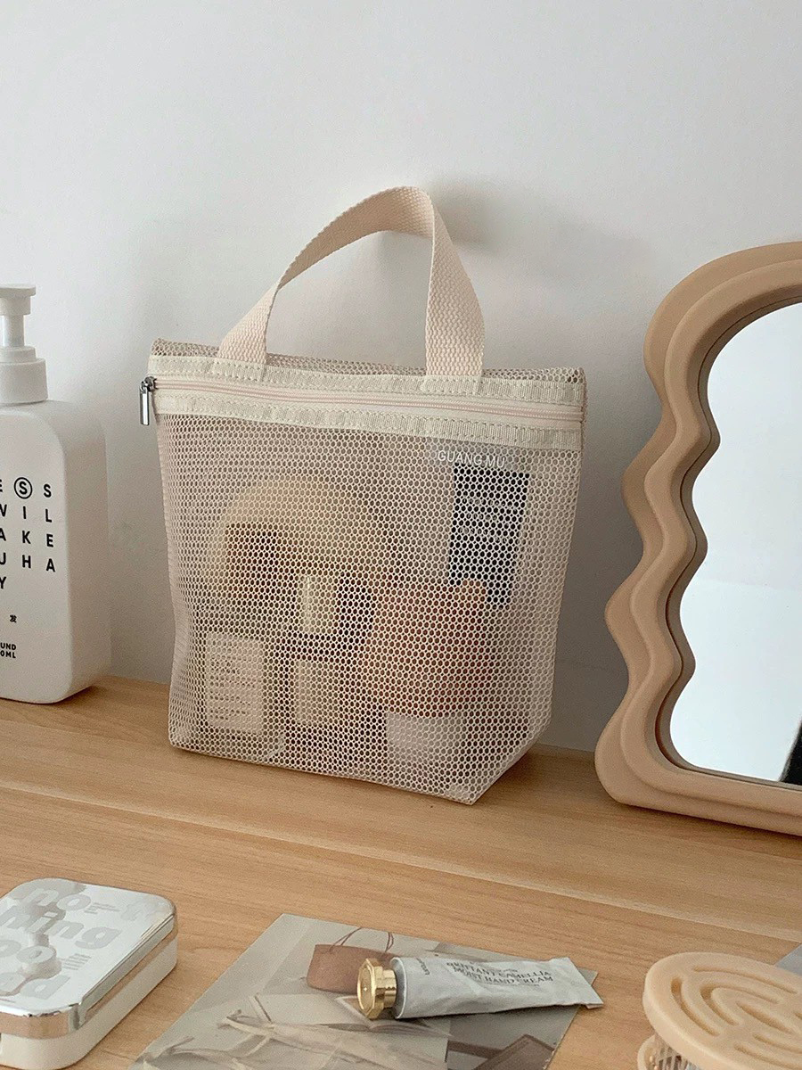 透氣網狀拉鍊造型手提盥洗收納包 / 2色