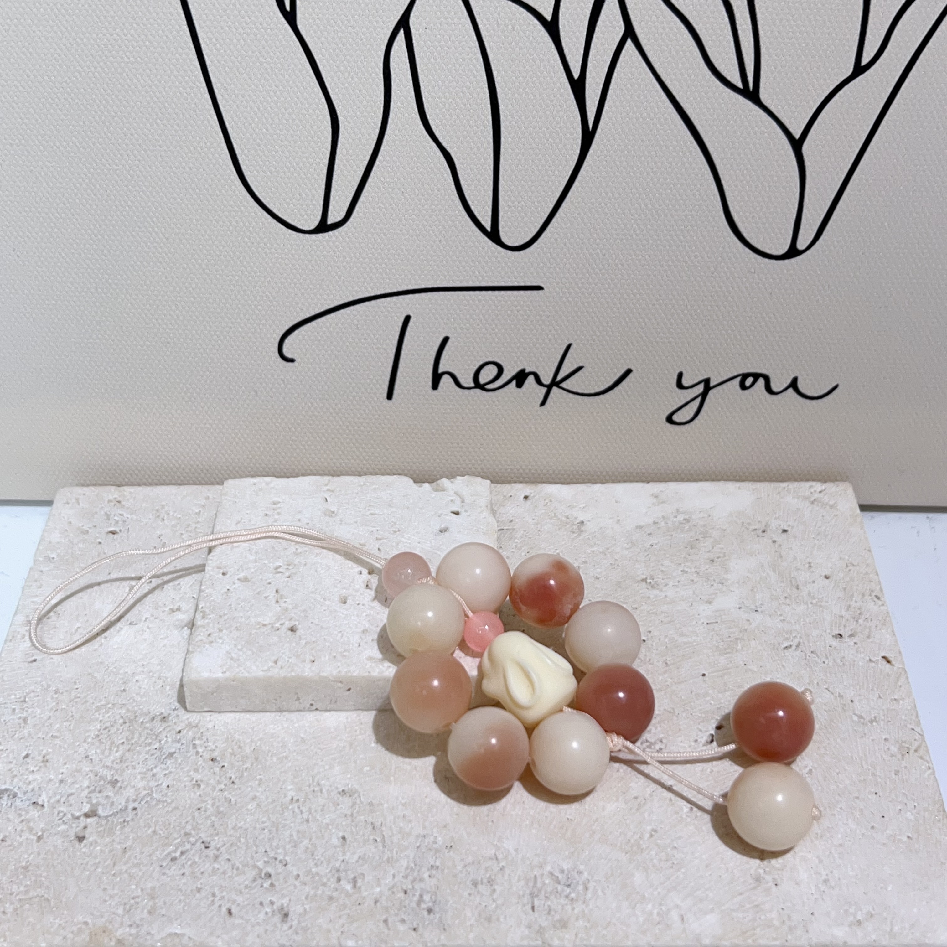 粉紅菩提兔子掛飾