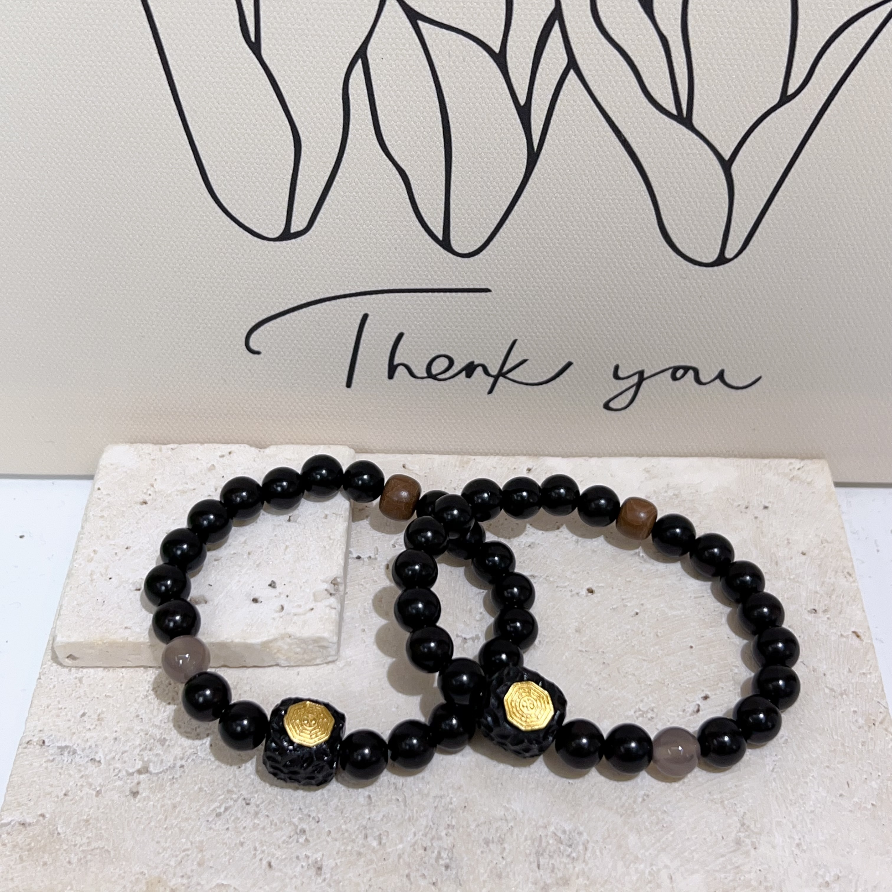 黑檀木拼八卦牌手串 8+mm