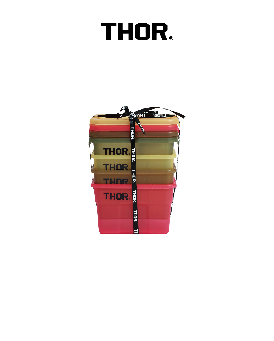 THOR 迷你收納箱 桌上盒 收納盒 (附蓋) 四色一組 限定配色 (透綠/透黃/透紅/透咖) Mini Tote
