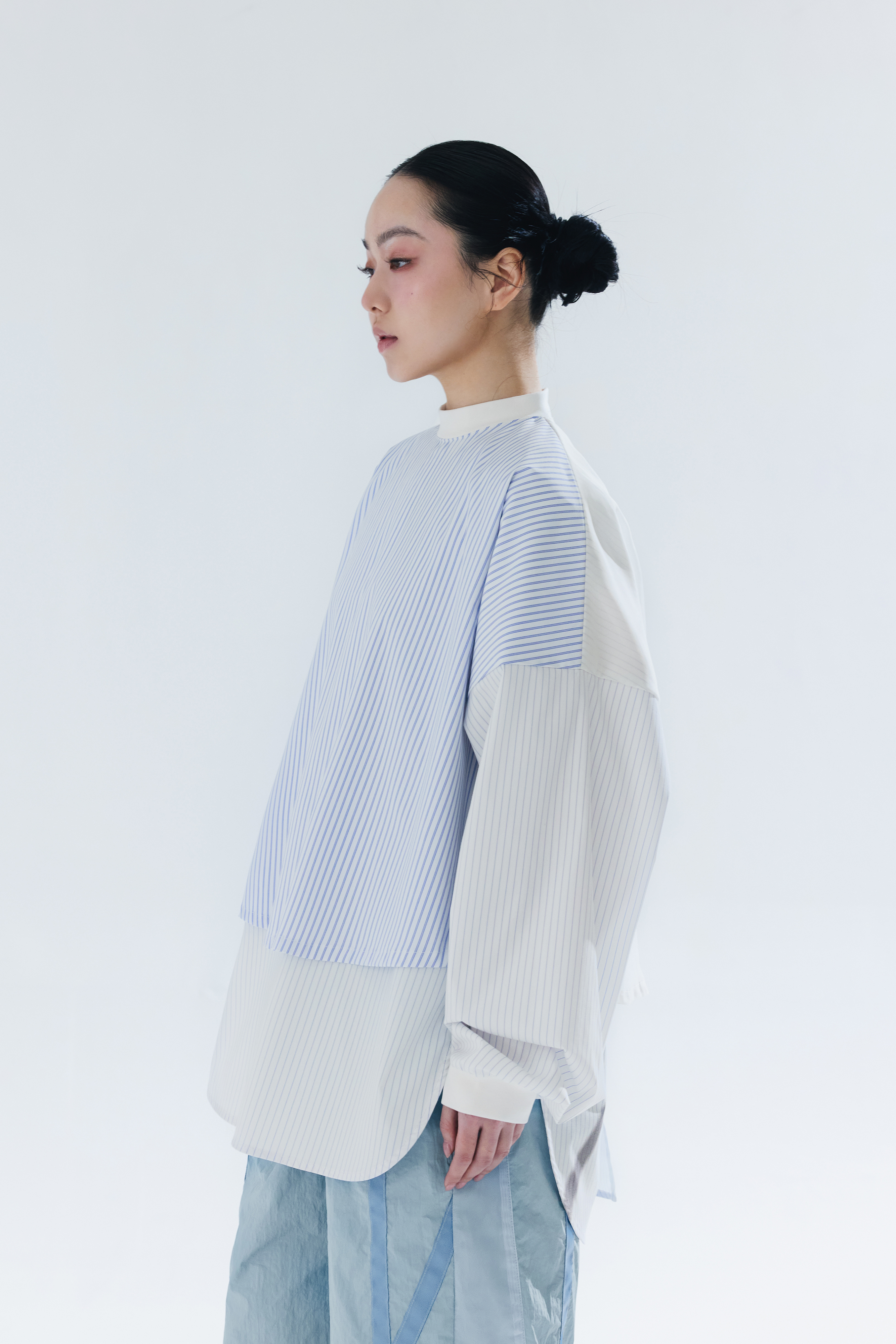 Layered Mock Neck Shirt｜White
