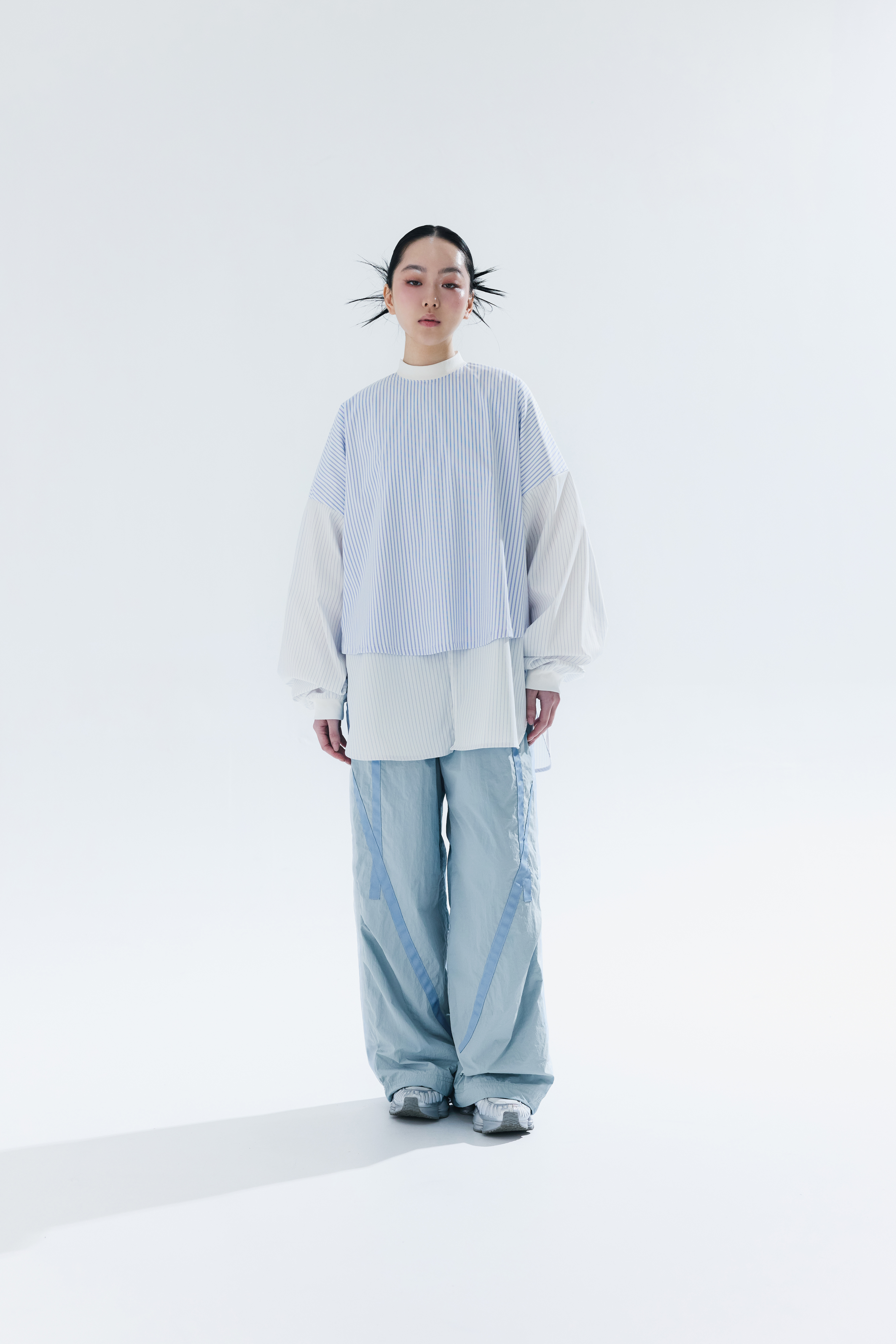 Layered Mock Neck Shirt｜White