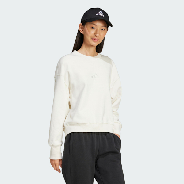 ADIDAS 大學T W ALL SZN SWT 米白 基本款 內刷毛 長袖 女 IY6748