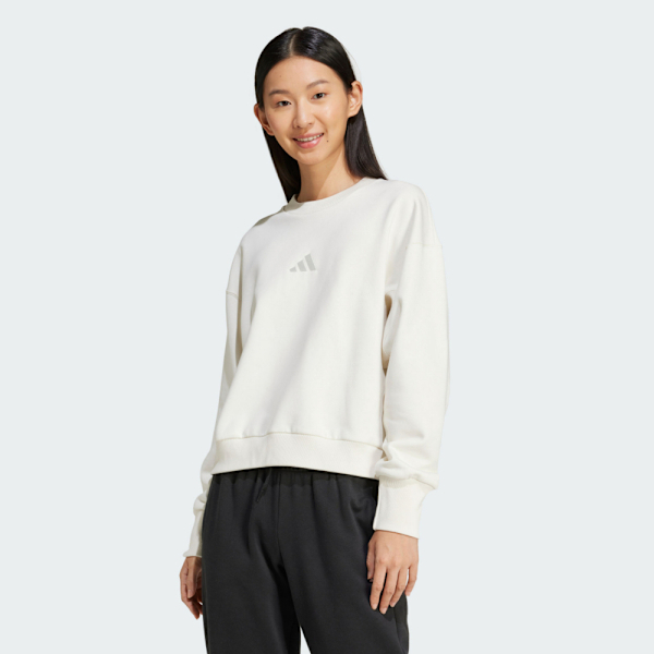 ADIDAS 大學T W ALL SZN SWT 米白 基本款 內刷毛 長袖 女 IY6748