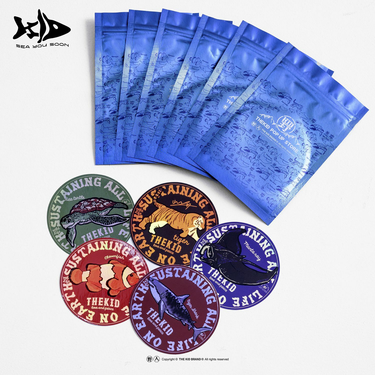 KID ® 經典動物系列 彩色反光貼紙 1包5入