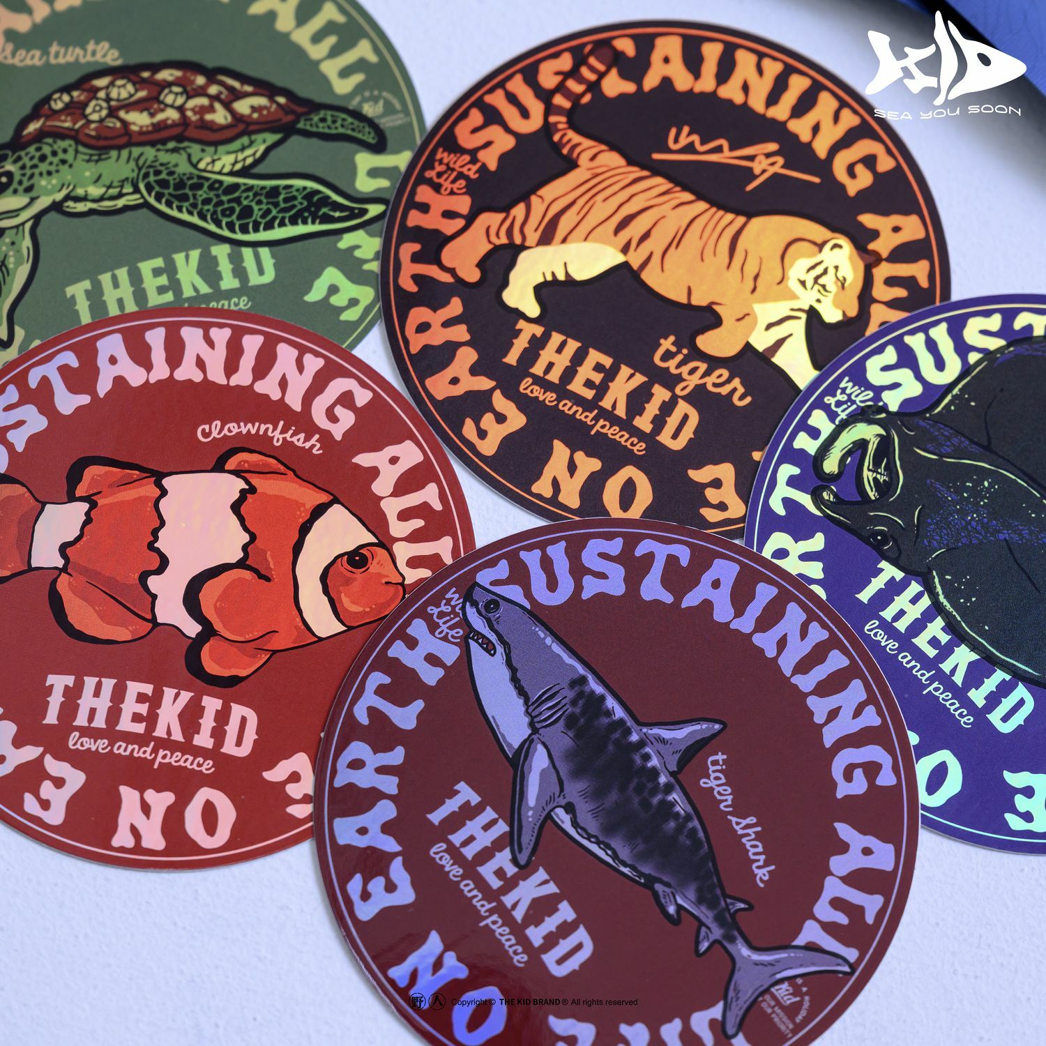 KID ® 經典動物系列 彩色反光貼紙 1包5入