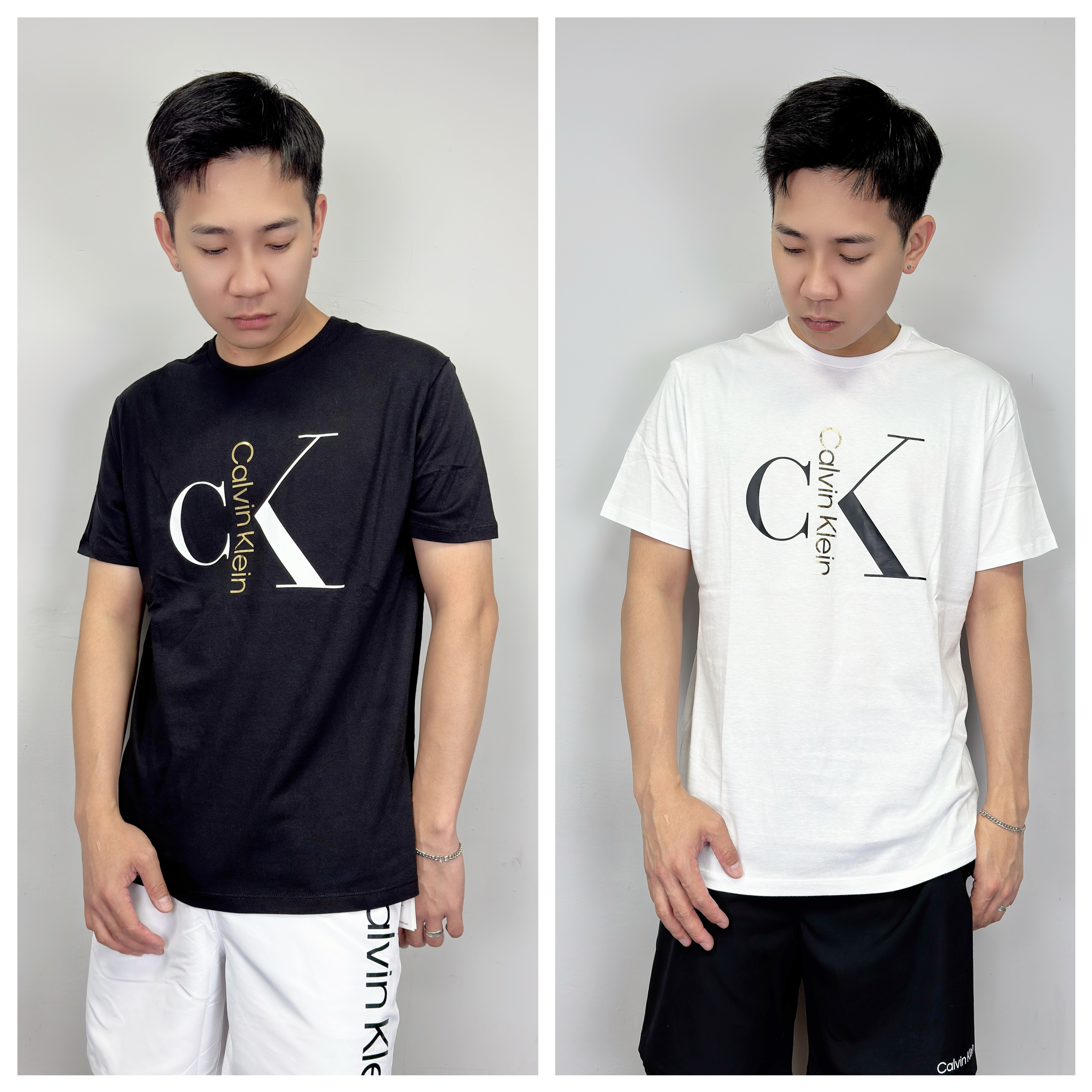 Calvin Klein CK 燙金直排字母大CK 短袖上衣 短T