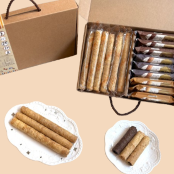 禮盒 佳節 送禮 原味蛋捲 包餡蛋捲 獨立包裝 榛果 可可 花生 芝麻 真心柑仔店