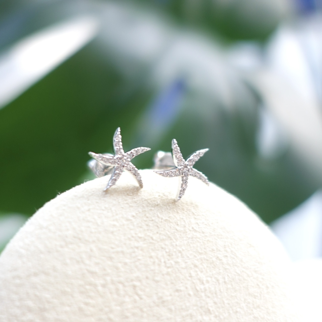 18K金海星鑽石耳釘