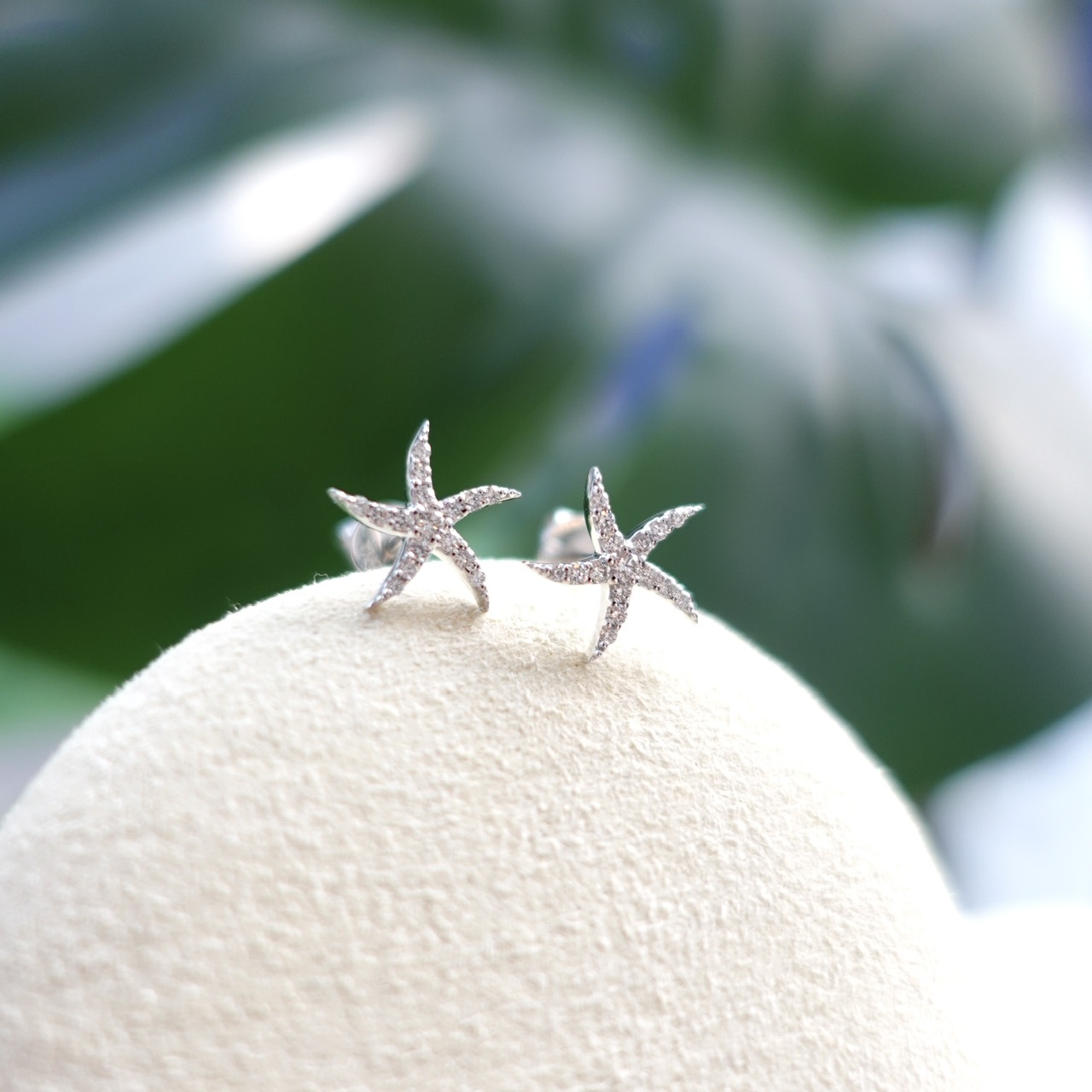 18K金海星鑽石耳釘