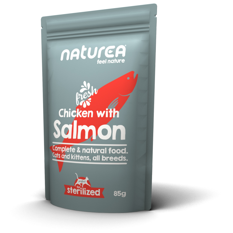 Naturea 濕糧 (貓用) – 雞肉及三文魚肉85g  (單包/12包優惠)