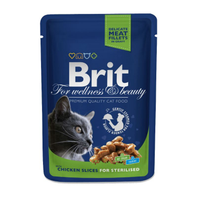 Brit Premium With Chicken Slices in Gravy For Sterilised 100g (Original Box 24 packs) EXP: 04/2026
