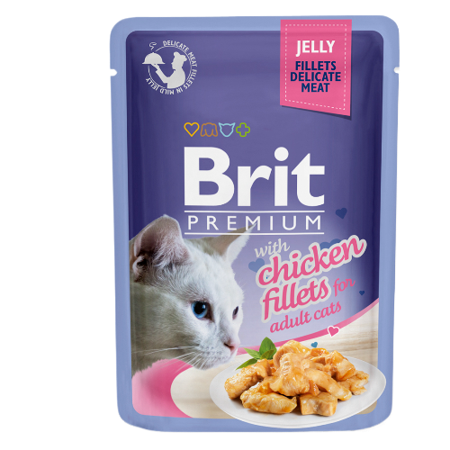 Brit Premium With Chicken Fillets in Jelly For Adult Cats 85g (Original Box 24 packs)