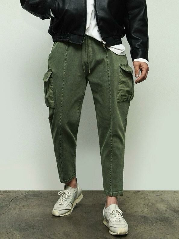 洗水淨色工裝鬆身褲 PEACOCK-121P