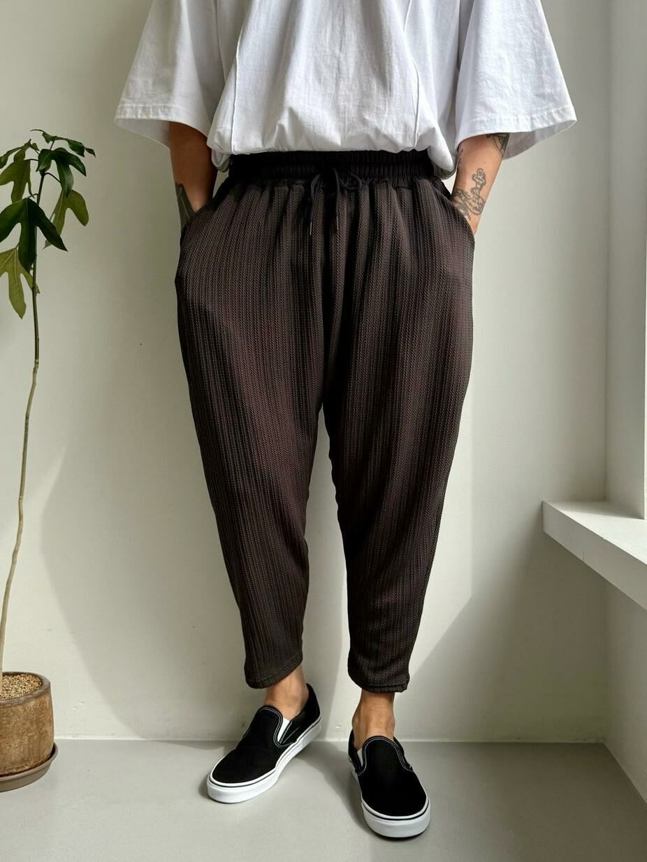 淨色暗直紋鬆身褲 PEACOCK-127P