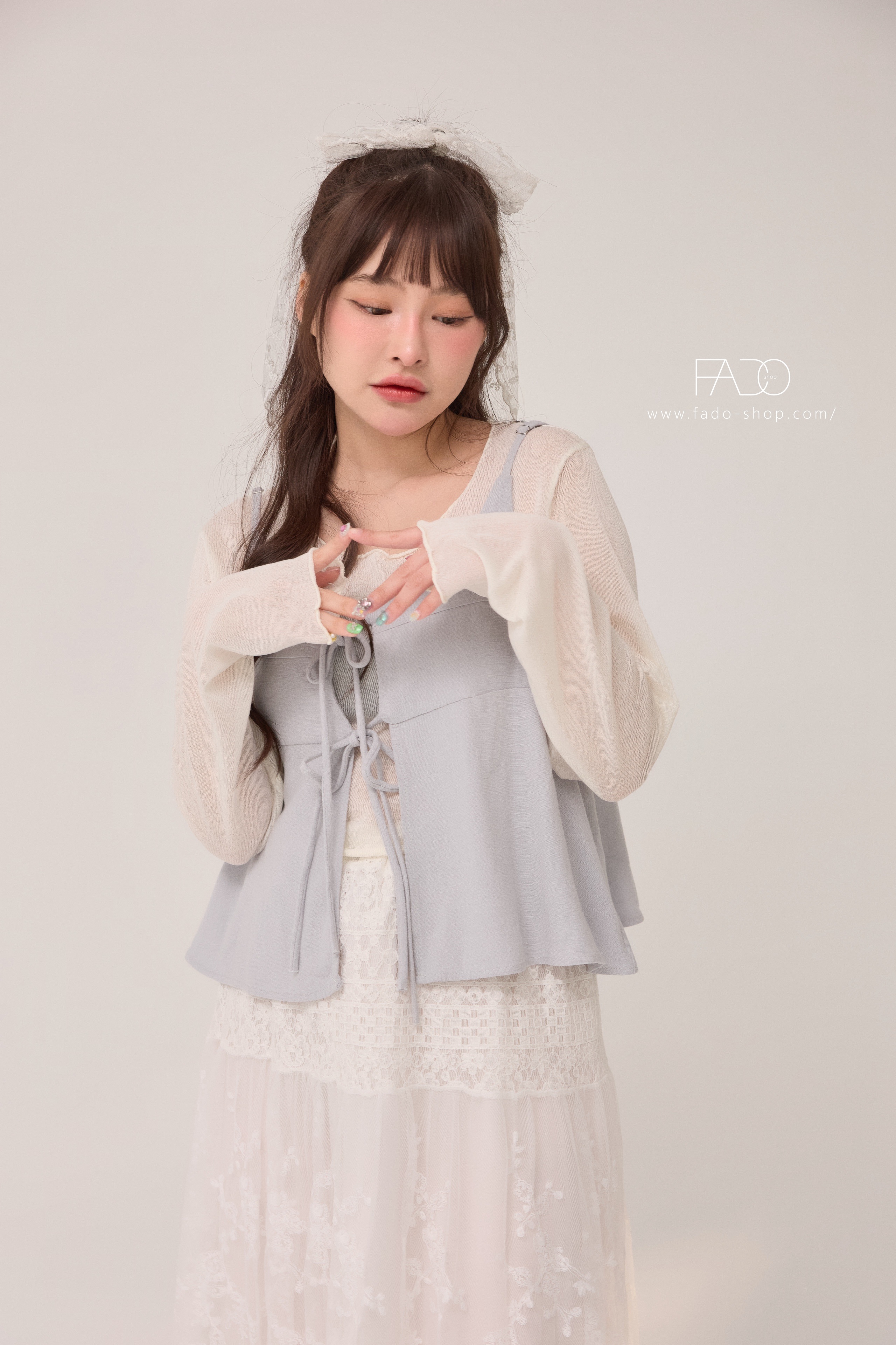 法朵Fado shop｜推薦 ! 捲邊透膚短版衫 0113004