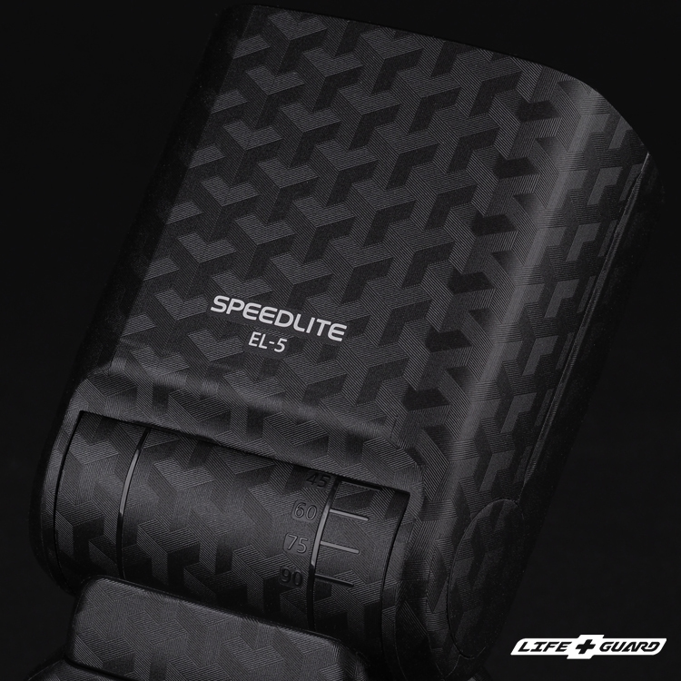 LIFE+GUARD 閃光燈貼膜遮光罩安裝示意，適用 Canon Speedlite EL-5