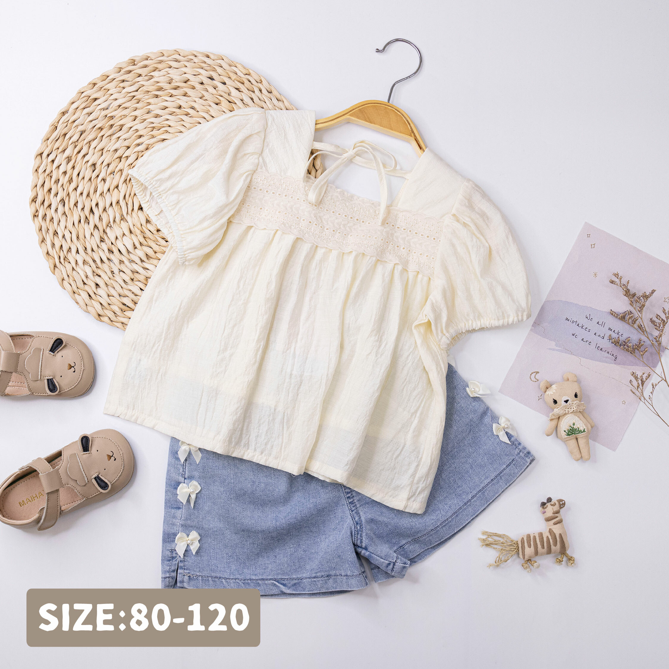 【H50123】氣質緹花後綁帶設計上衣