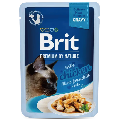 Brit Premium With Chicken Fillets in Gravy For Adult Cats 85g (Original Box 24 packs)