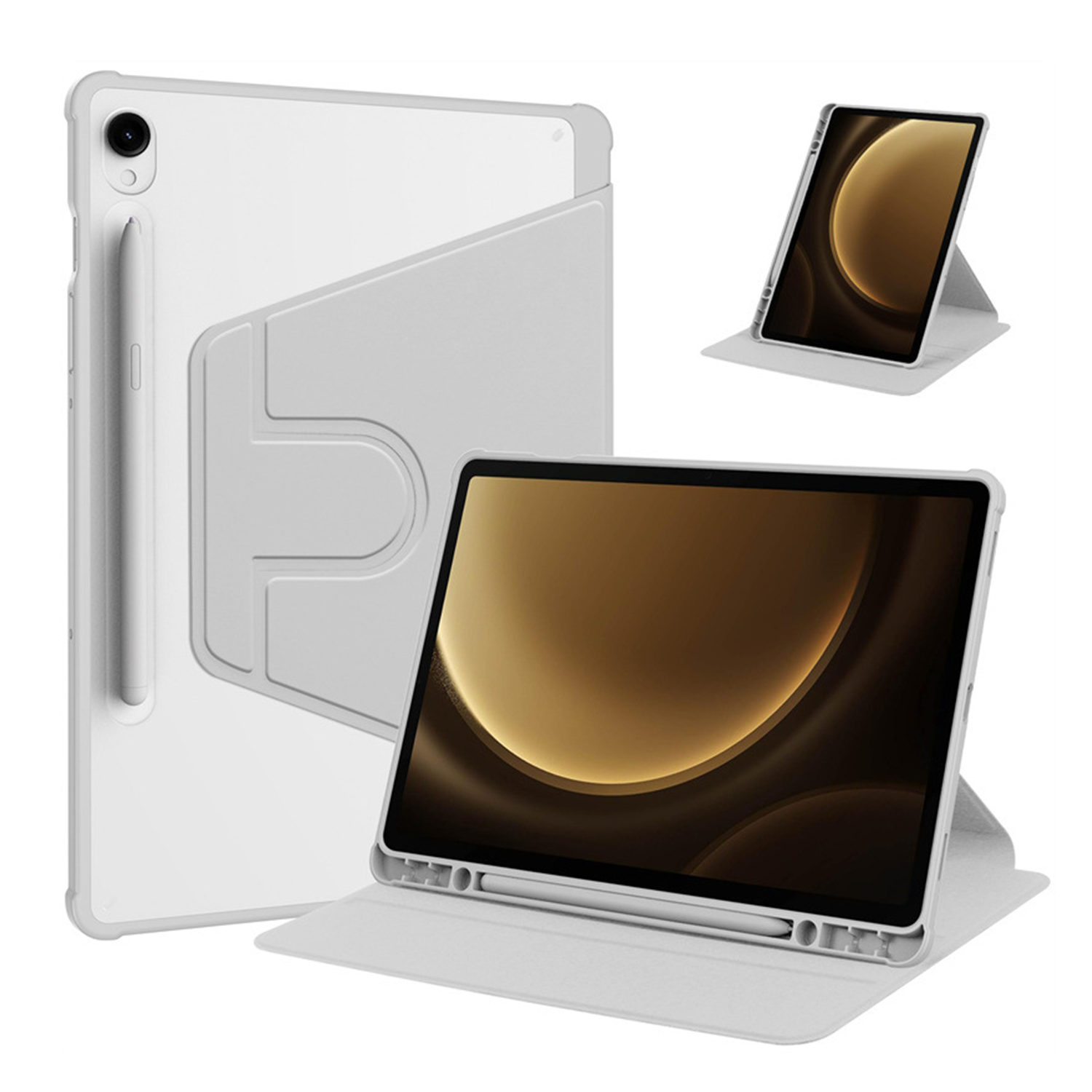 XPRO - Rotary Clear Lite - Samsung Galaxy Tab Case 皮革蓋面旋轉底殼高度防撞透明筆槽平板保護硬殼