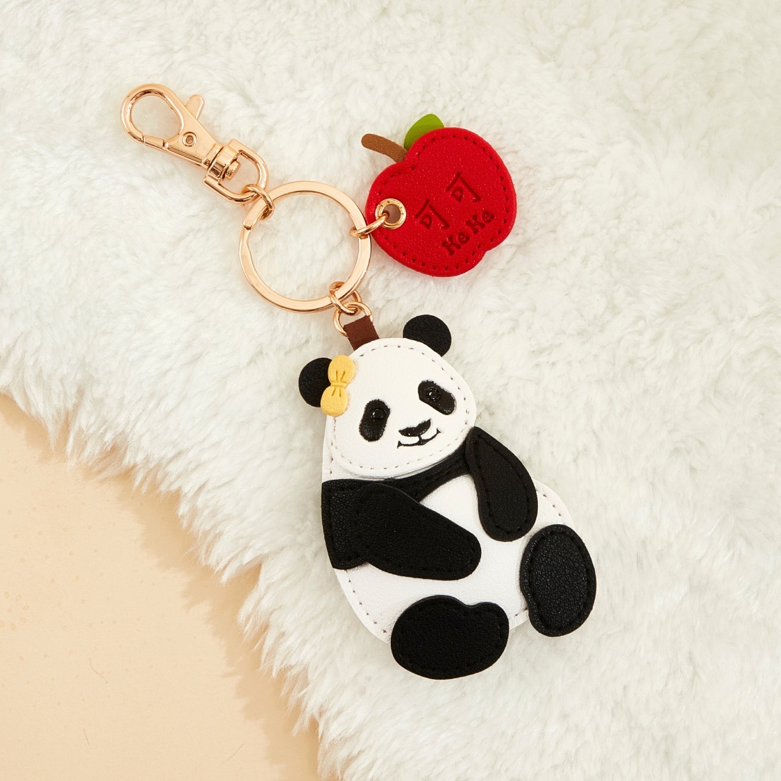 Ke Ke with Apple Badge PU Keychain