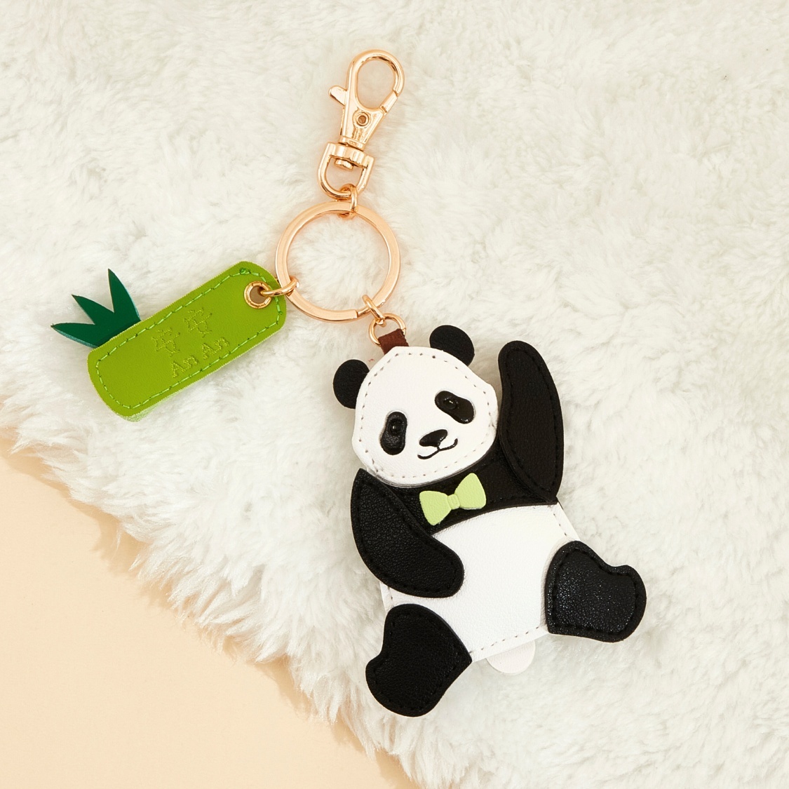 An An with Bamboo Badge PU Keychain