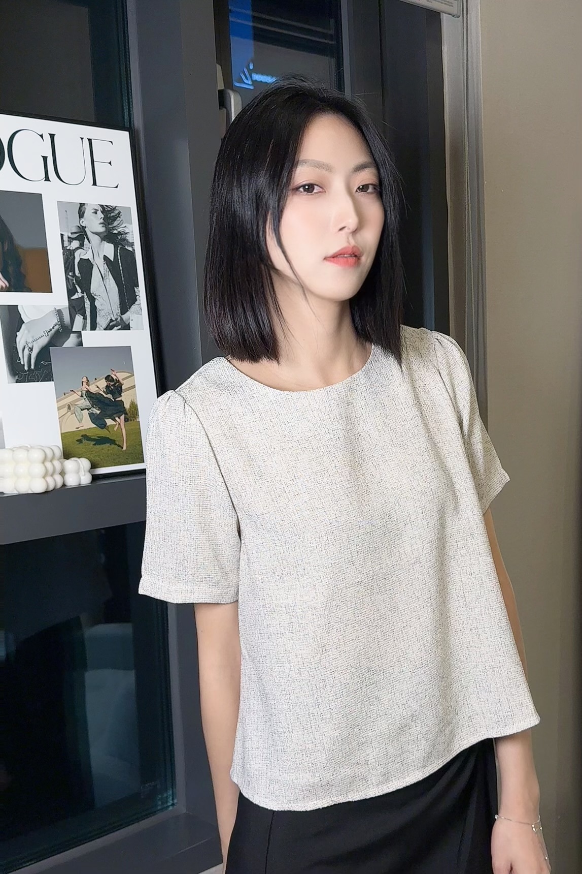 TOP#7080🤍Salt and Pepper 西裝轉薄Top