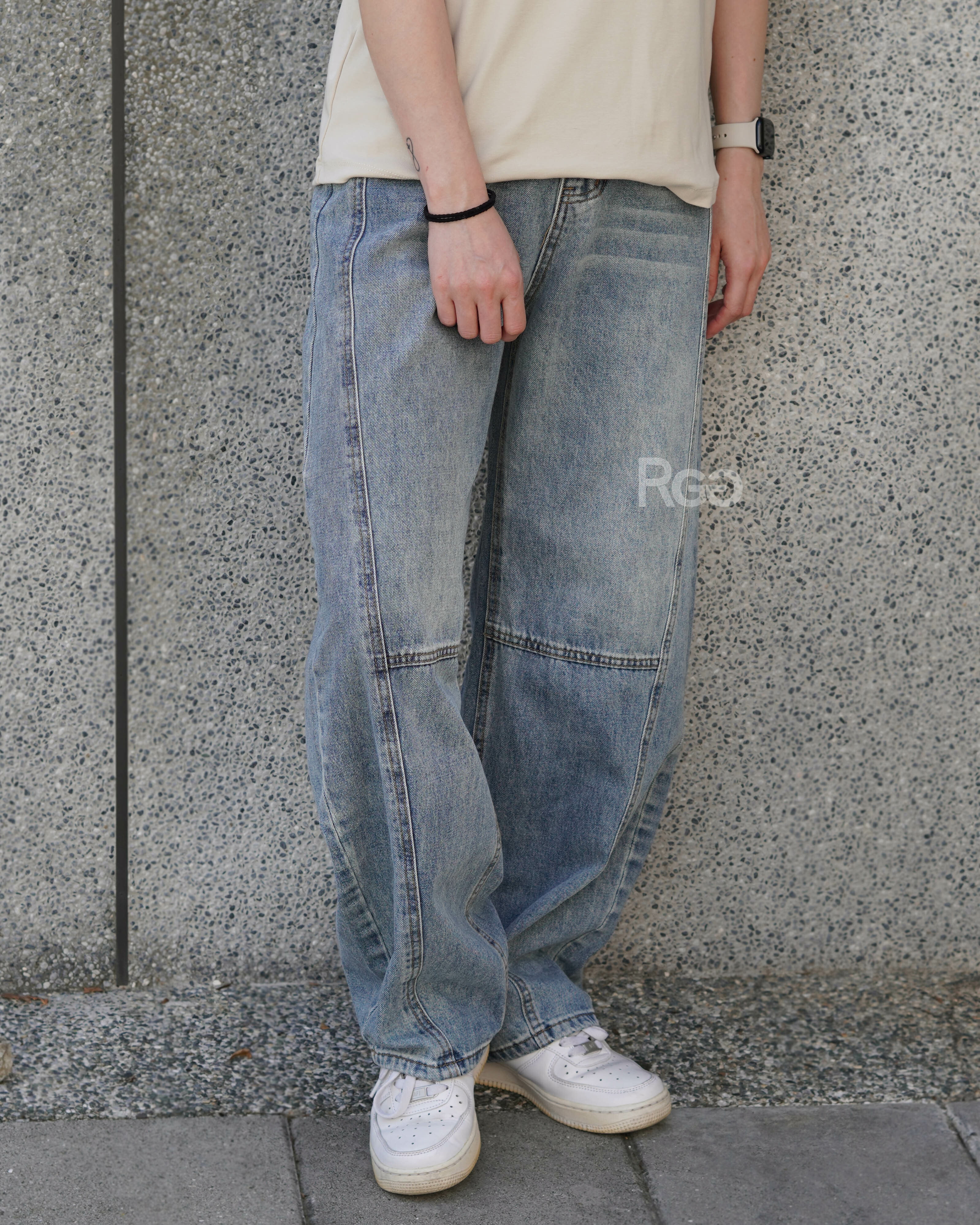 #277 拼接錐形牛仔褲