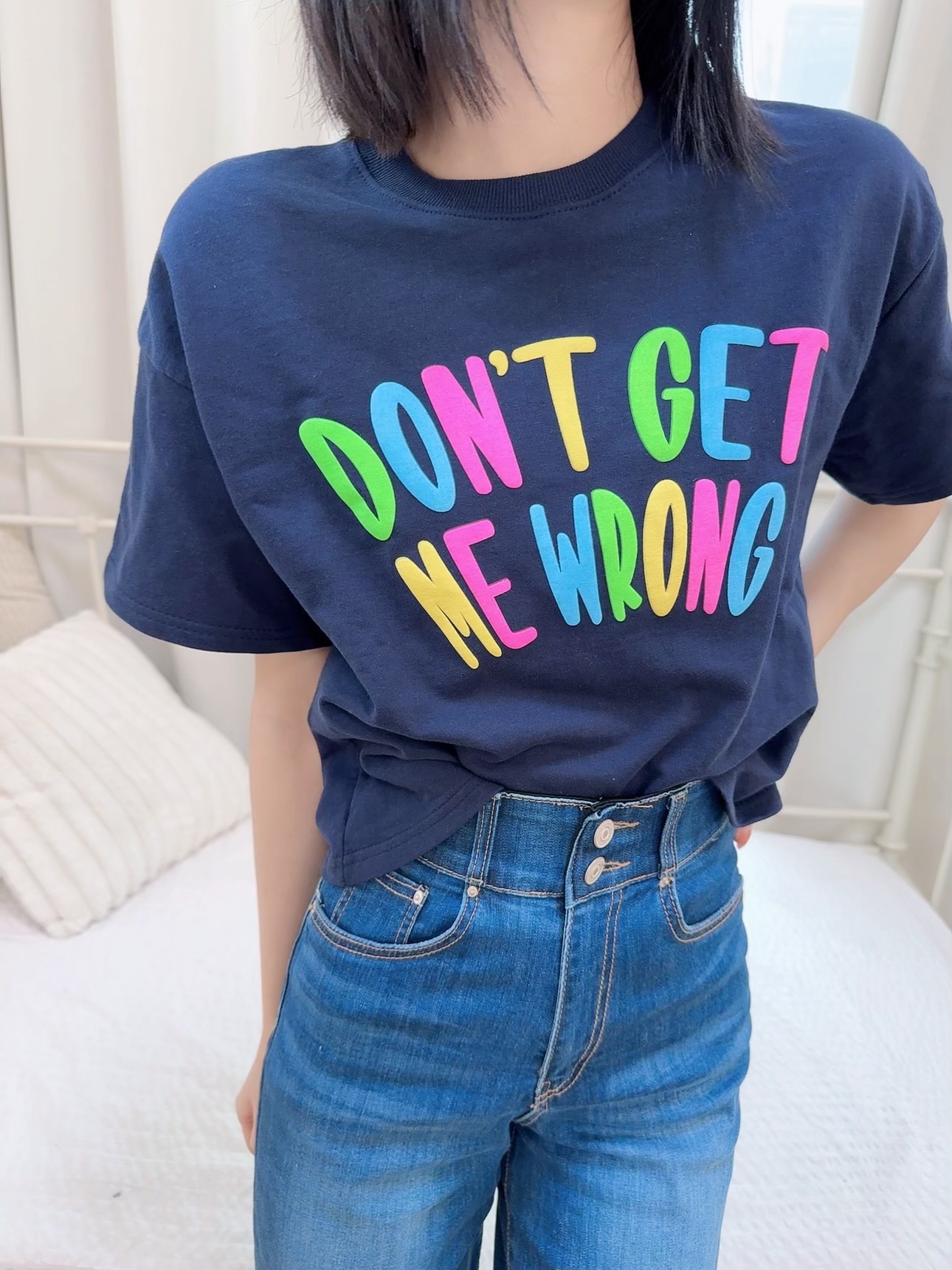 TOP#7136🤍彩筆壓字Tee