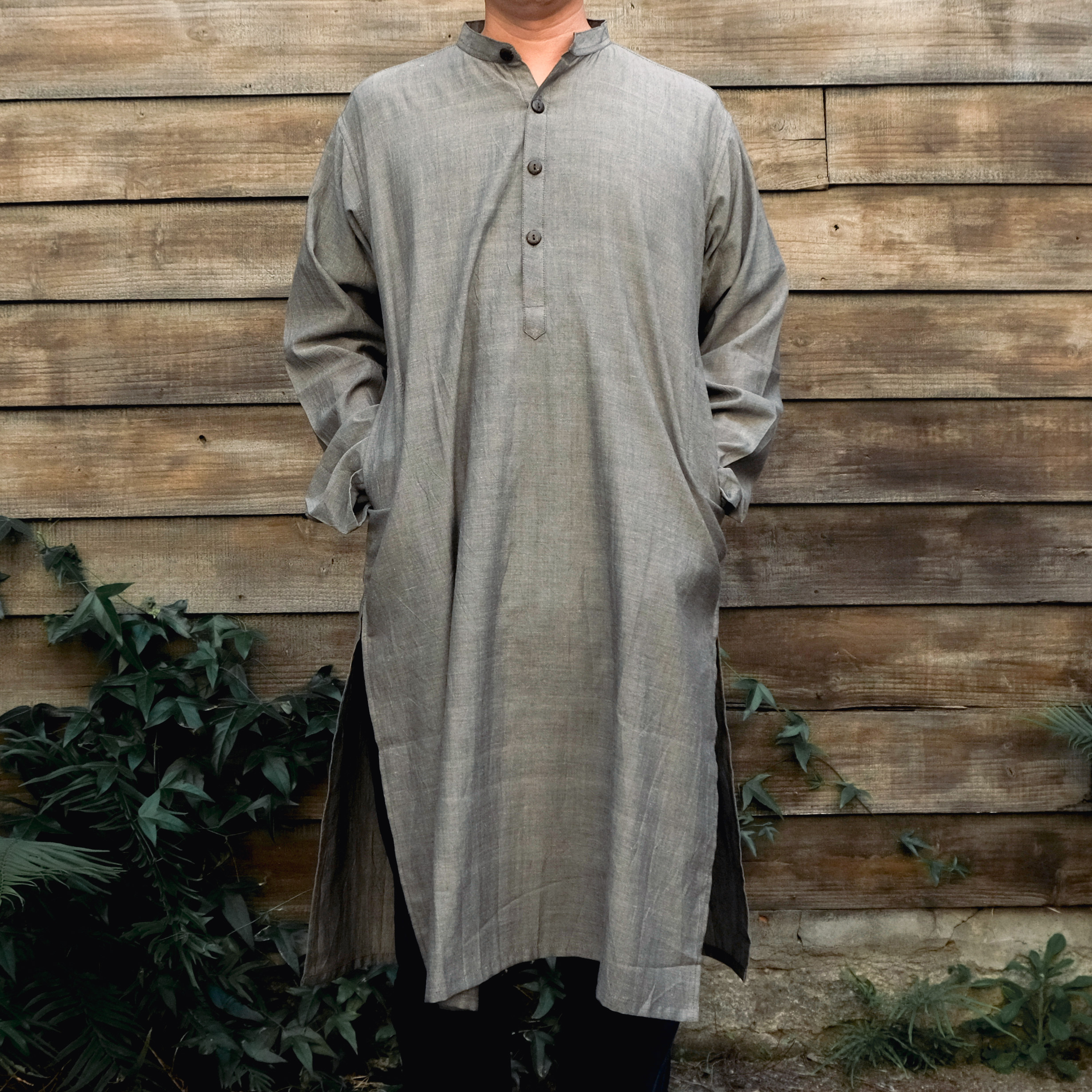 蓋染｜Kurti 長上衣 - 霧灰 77｜巴基斯坦