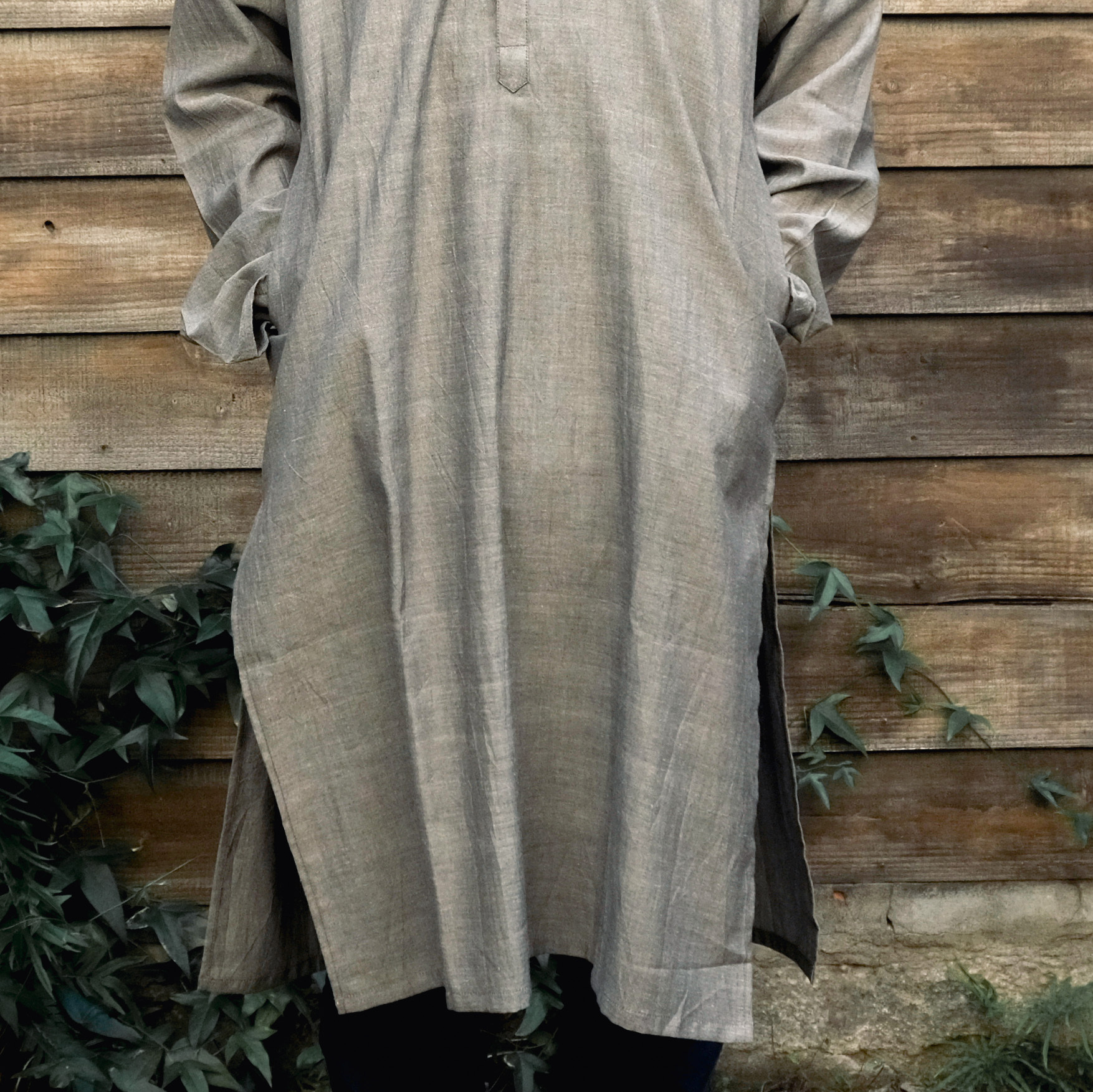 蓋染｜Kurti 長上衣 - 霧灰 77｜巴基斯坦