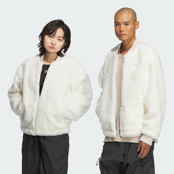 ADIDAS 外套 N FUR JKT U 白 塗鴉 復古 毛絨外套 中性 JD3777