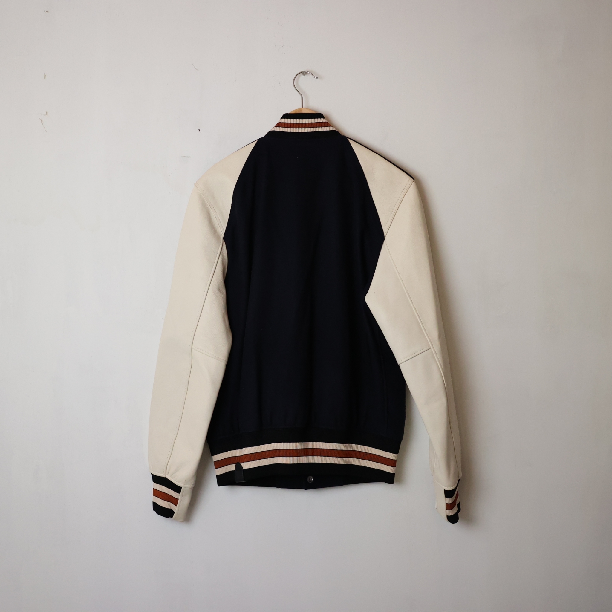 Coach 1941 Navy and Off-White Wool Varsity Jacket SIZE 46