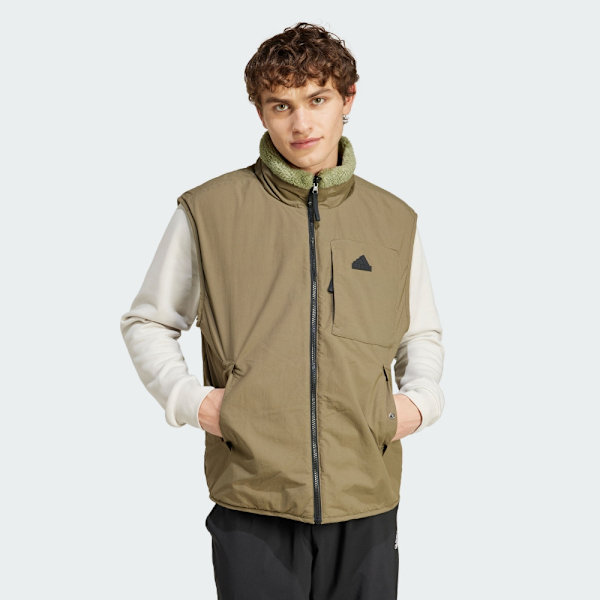 ADIDAS 背心 CITY ESCAPE V 綠色 雙面穿 休閒背心 男 IZ4659