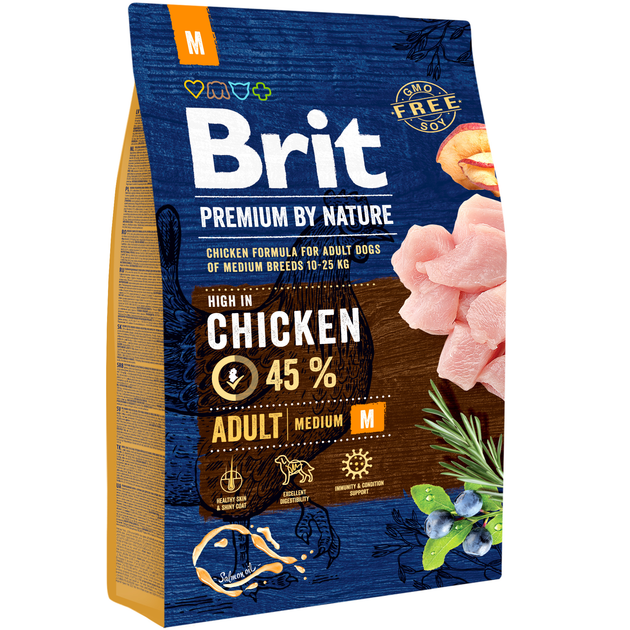 Brit Premium By Nature Chicken Formula For Adult Dogs of Medium Breeds 3kg (EXP: 07/2026)