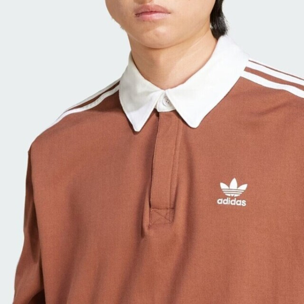 ADIDAS 長袖 RUGBY POLO 咖啡色 白領 三線 長T 男 IZ2469